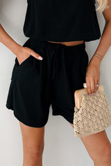 Embracing Flow High Rise Linen Shorts (Black)