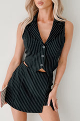 Workflow Edge Two Piece Pinstripe Skort Set (Black/White)