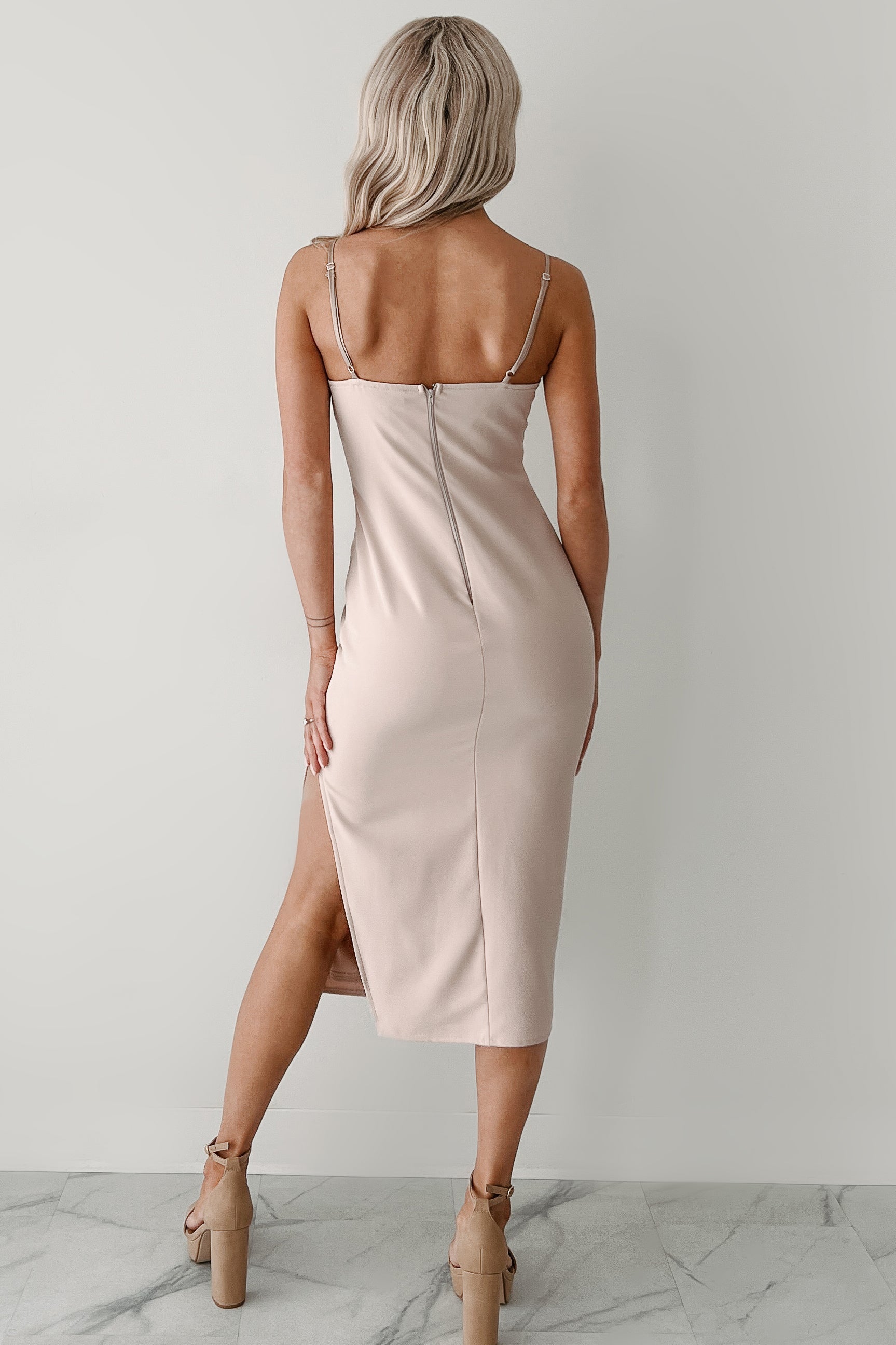 Truly Amazing Sweetheart Midi Dress (Pale Rose)