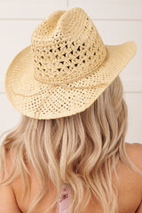 Open Trails Bead Strap Woven Cowboy Hat (Ivory)