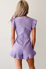 Heart In The Sky Floral Embroidered Romper (Lavender)