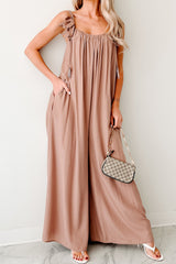 Elegance In Motion Sleeveless Flowy Jumpsuit (Mocha)