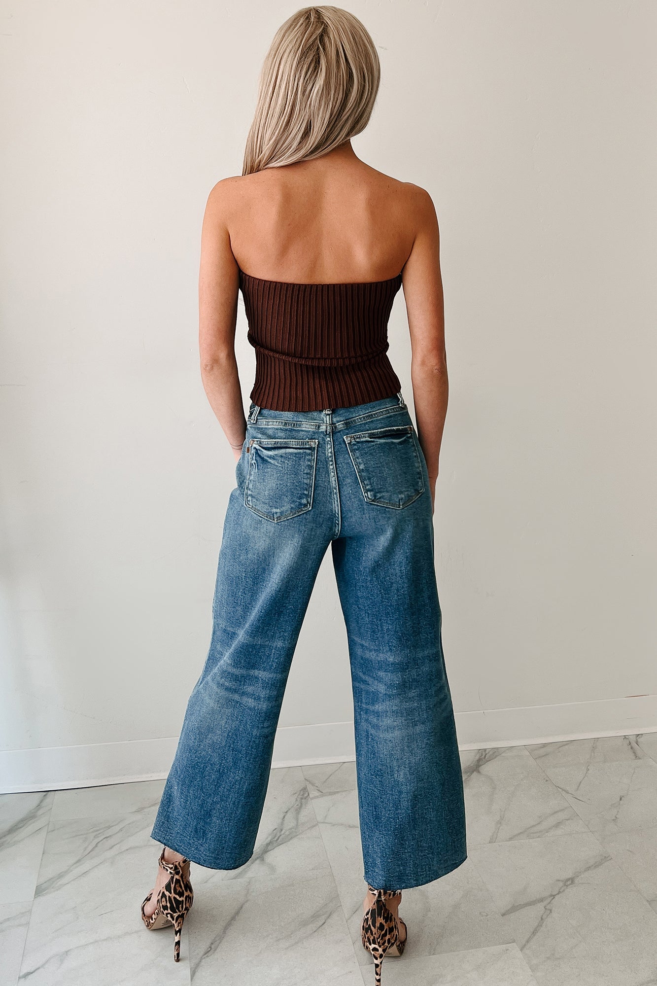 Cozy Corner Ribbed Strapless Fold Over Top (Chestnut)