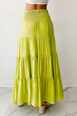 Simply Content Tiered Maxi Skirt (Lime Green)