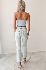 Pretty Please Strapless Corset Top (Periwinkle)