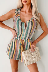 Boho Babe Sleeveless Stripe Romper (Natural Mix)