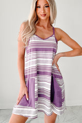 Winks Included Striped Romper Dress (Purple)
