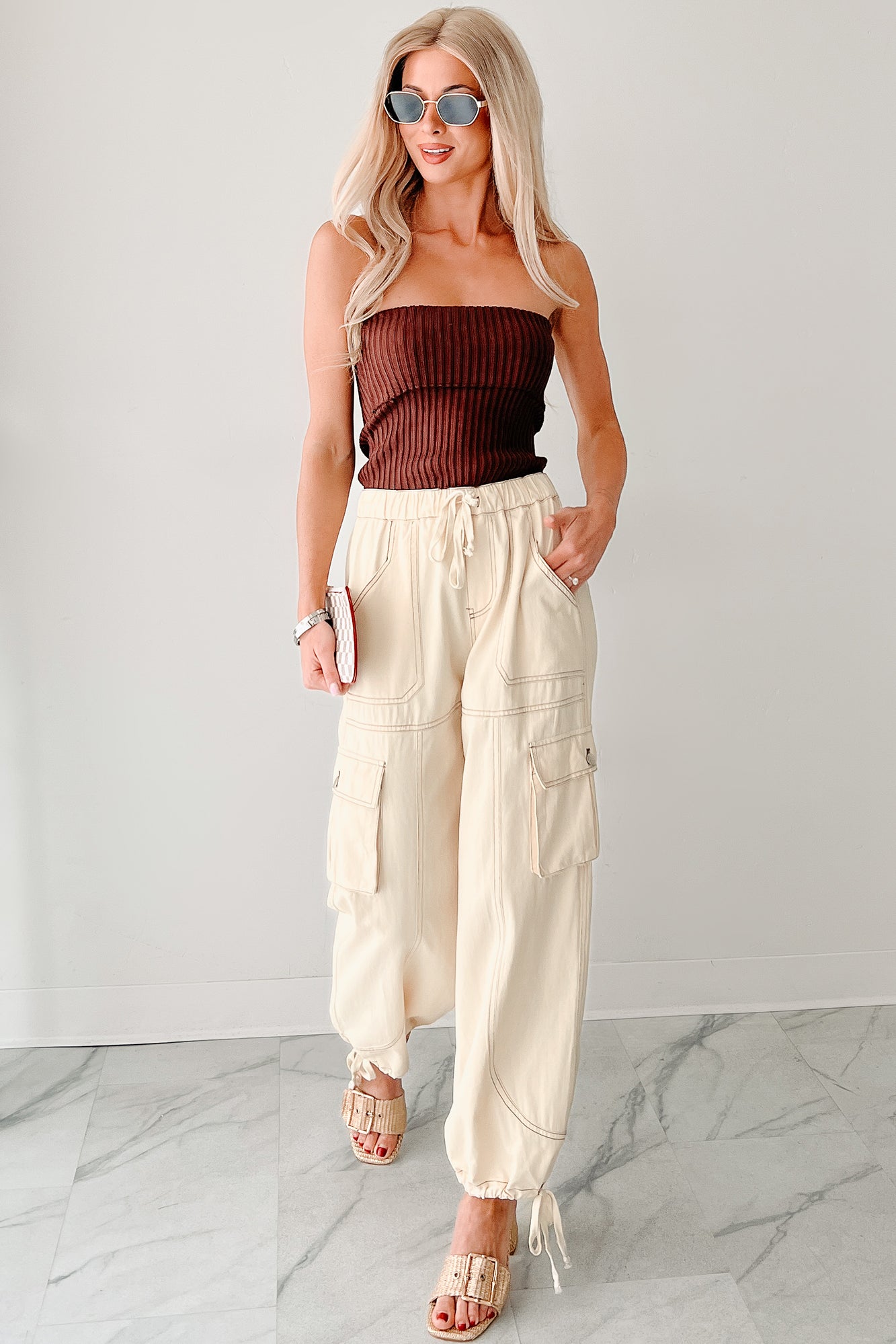 Cozy Corner Ribbed Strapless Fold Over Top (Chestnut)