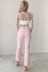 Crazy In Love Floral Mesh Long Sleeve Bodysuit (White)
