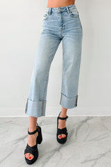 Angelo Cuffed Wide Leg Hidden Jeans (Vintage Light)