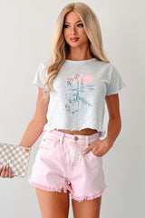 Letters From Paris Graphic Baby Tee (Heather Grey)