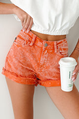 Bahari Judy Blue Mid Rise Denim Shorts (Peach)