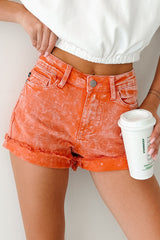 Bahari Judy Blue Mid Rise Denim Shorts (Peach)