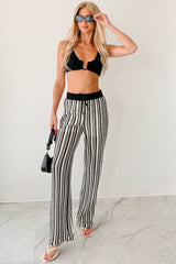 Yours To Hold Striped Crochet Pants (Black/Ivory)