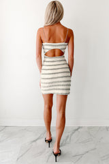 Just My Luxe Sleeveless Striped Mini Dress (Ivory)