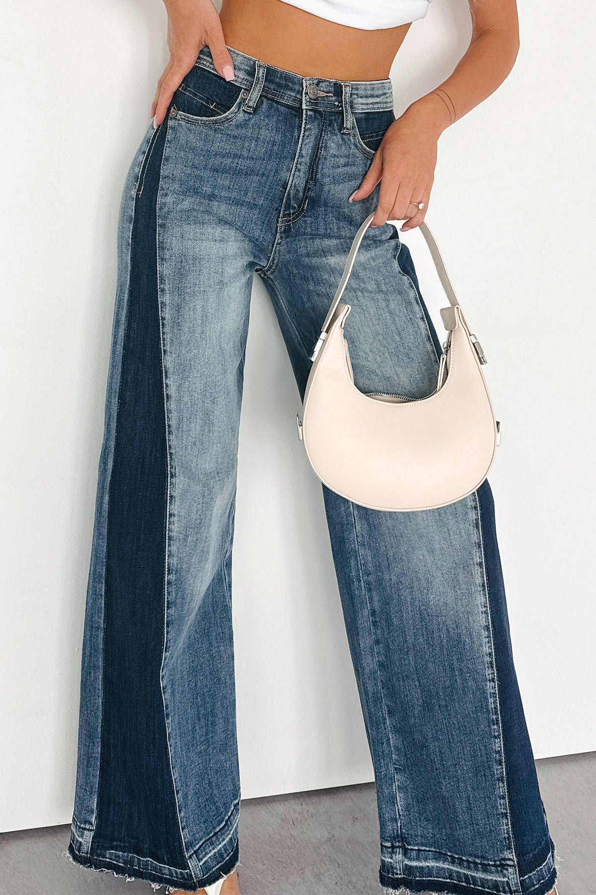 Rina Tummy Control Side Contrast Saige Denim Jeans (Medium)