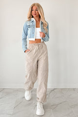 No Plot Needed Parachute Jogger Pants (Coconut Milk)