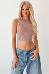 Woke Up Cute Stone Wash Padded Zenana Top (Deep Camel)