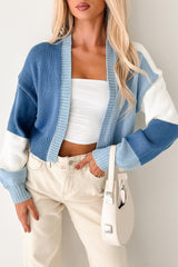 Couch Club Colorblock Long Sleeve Cardigan (Blue Combo)