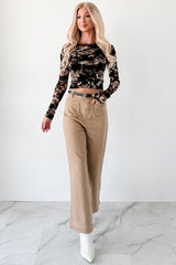 Script Flipped Long Sleeve Floral Mesh Top (Black)