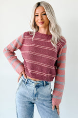Beyond Ordinary Striped Knit Sweater (Plum Combo)