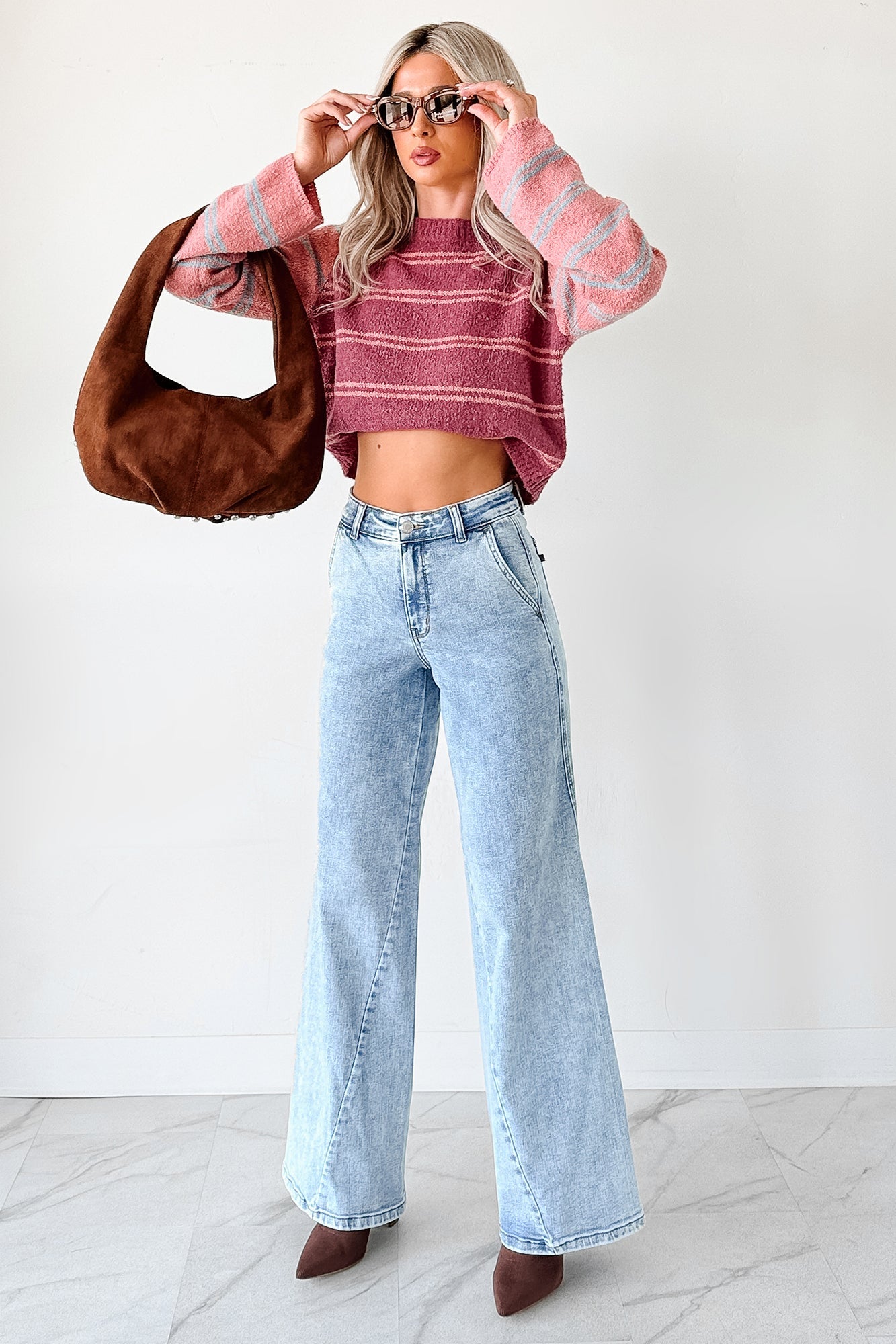 Beyond Ordinary Striped Knit Sweater (Plum Combo)