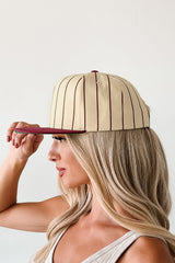 Out Of The Park Striped Baseball Cap (Burgundy)