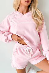 Pure Comfort Two Piece Lounge Set (Pink/White)