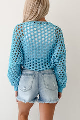 Back To Us Open Knit Bolero Shrug (Aqua Blue)