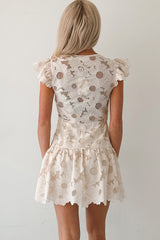 Heaven Sent Floral Lace Ruffle Mini Dress (Cream)