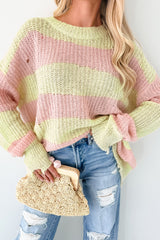 The Soft Life Signature 8 Striped Knit Pullover (Lime/Pink)