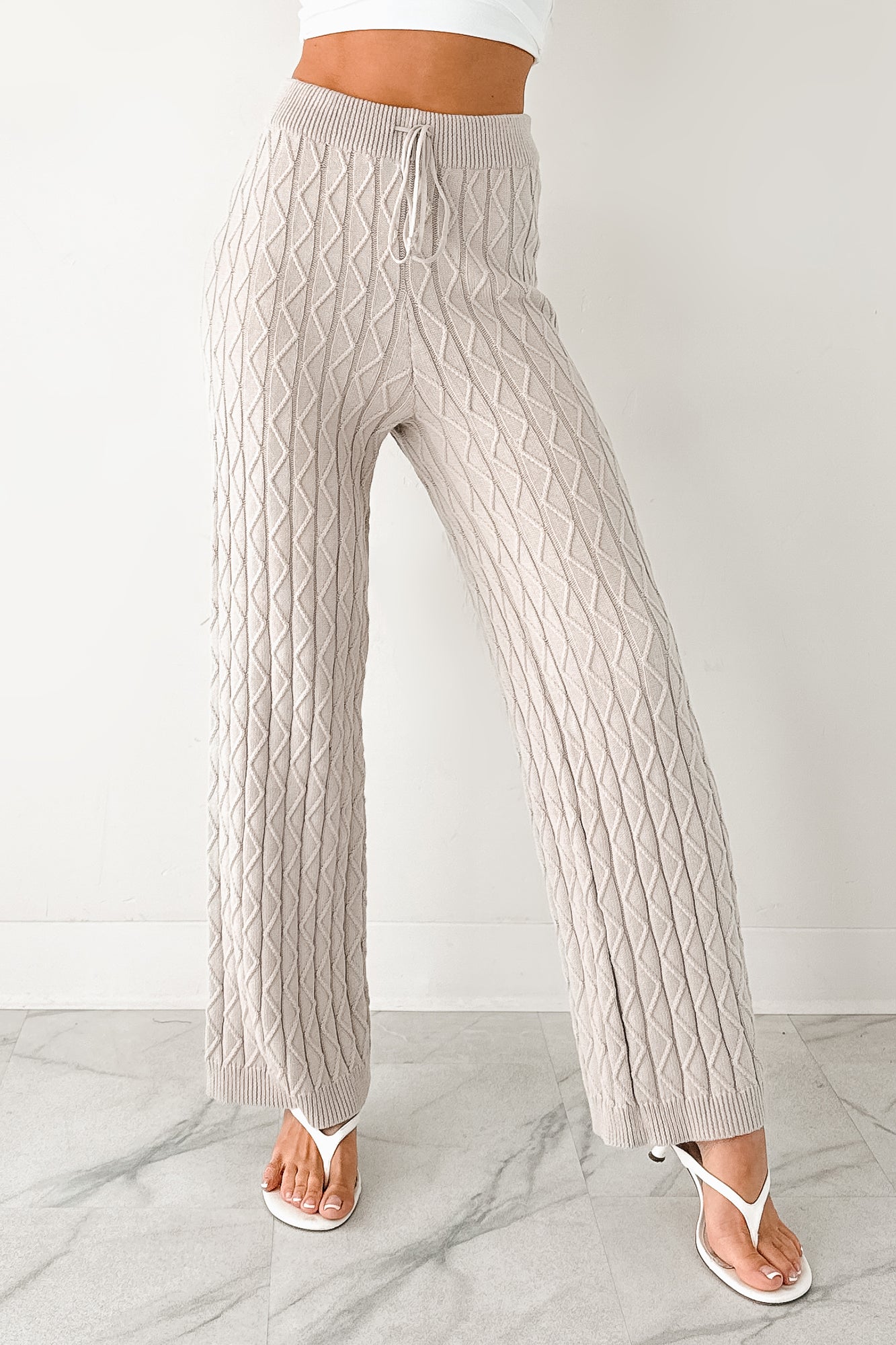 Taking To Heart Cable Knit Fore Pants (Taupe Grey)