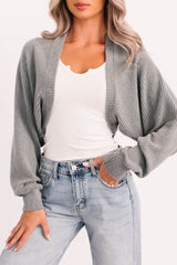 Lounge Cloud Ribbed Long Sleeve Shrug (Green Moss)