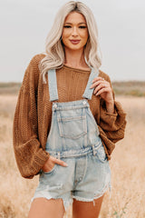 Lost On Purpose Distressed Signature 8 Overall Shorts (Light Denim)