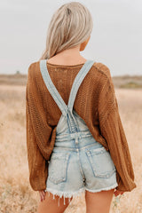 Lost On Purpose Distressed Signature 8 Overall Shorts (Light Denim)