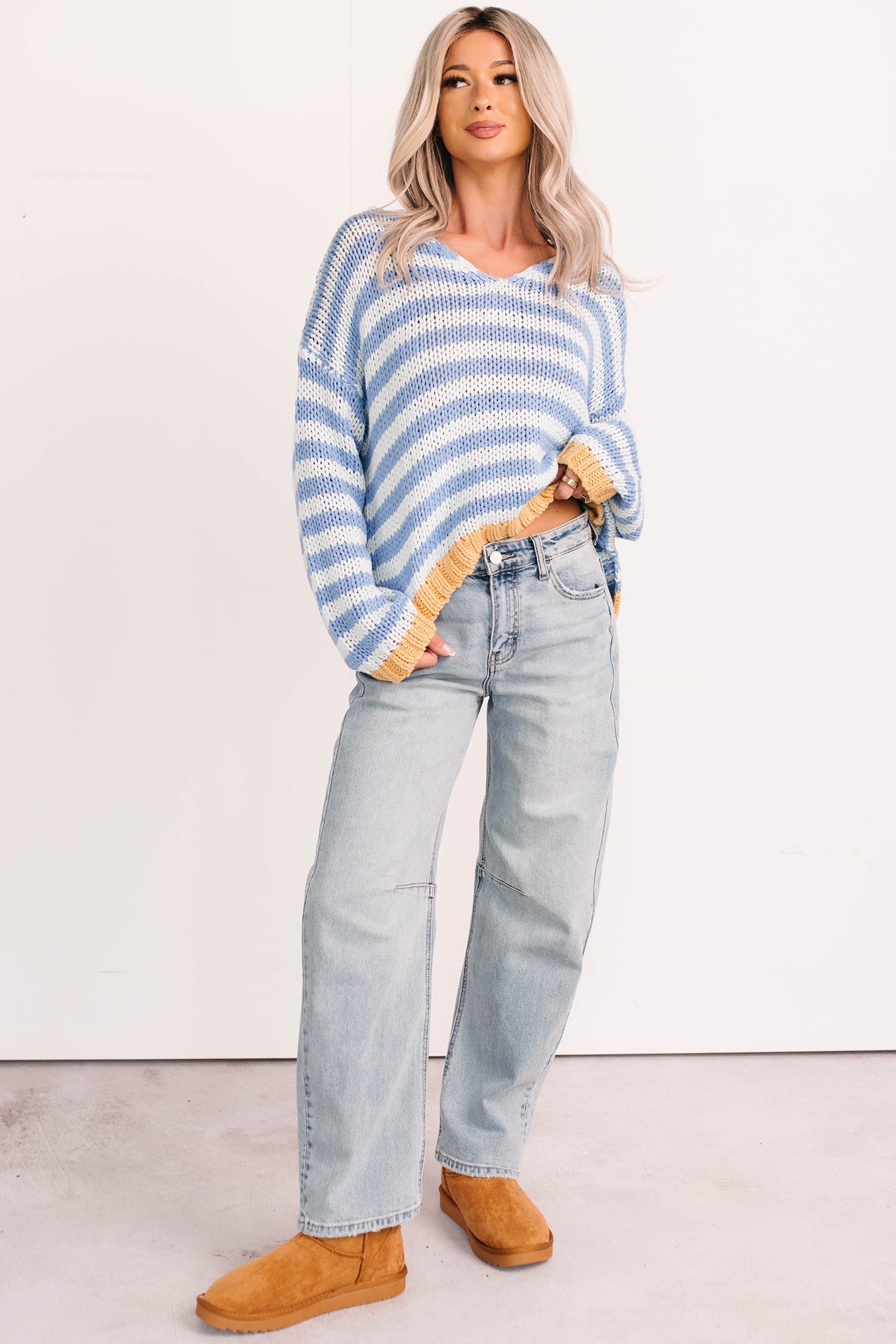 Brock High Rise Barrel Leg Kancan Jeans (Light)