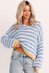 Deep Trance Relaxed Stripe Sweater (Denim/Mustard)