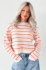Sunset Feelings Stripe Knit Sweater (Cream/Pink/Orange)