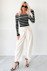 Leo Corduroy Barrel Leg Pants (Bone)