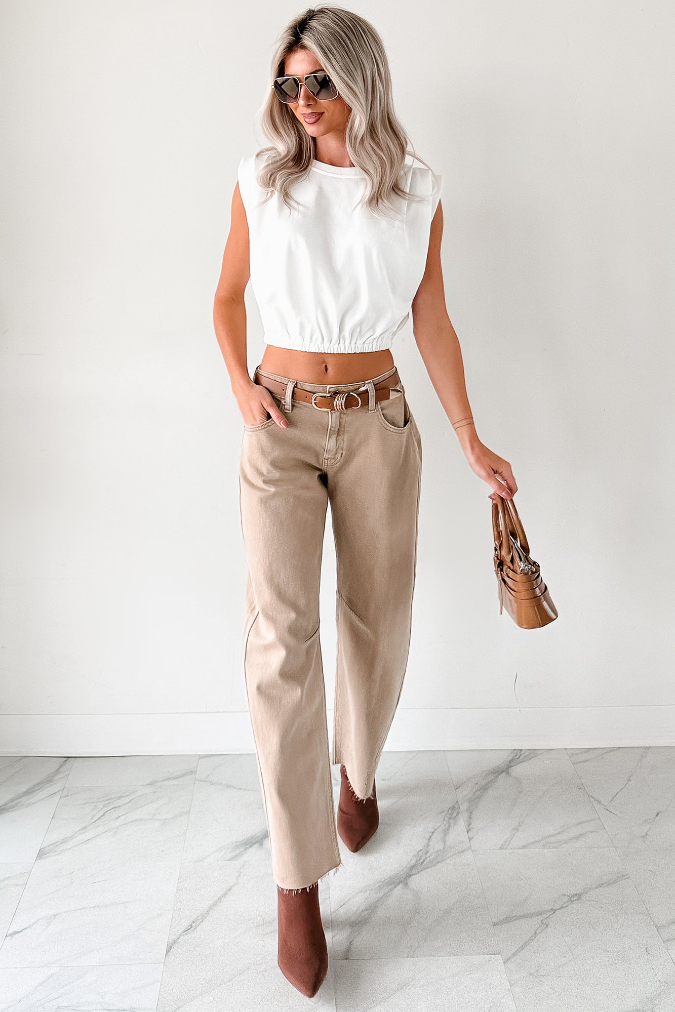 Always Next To Me Mid Rise Barrel Jeans (Vintage Khaki)