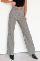 Marcus Straight Leg Striped Mica Denim Jeans (Black/Ivory)
