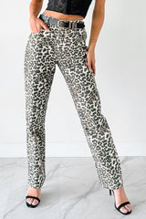 Calista High Rise Straight Leg Saige Denim Jeans (Leopard)