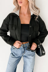 Holding Steady Button-Up Hoodie Jacket (Black)