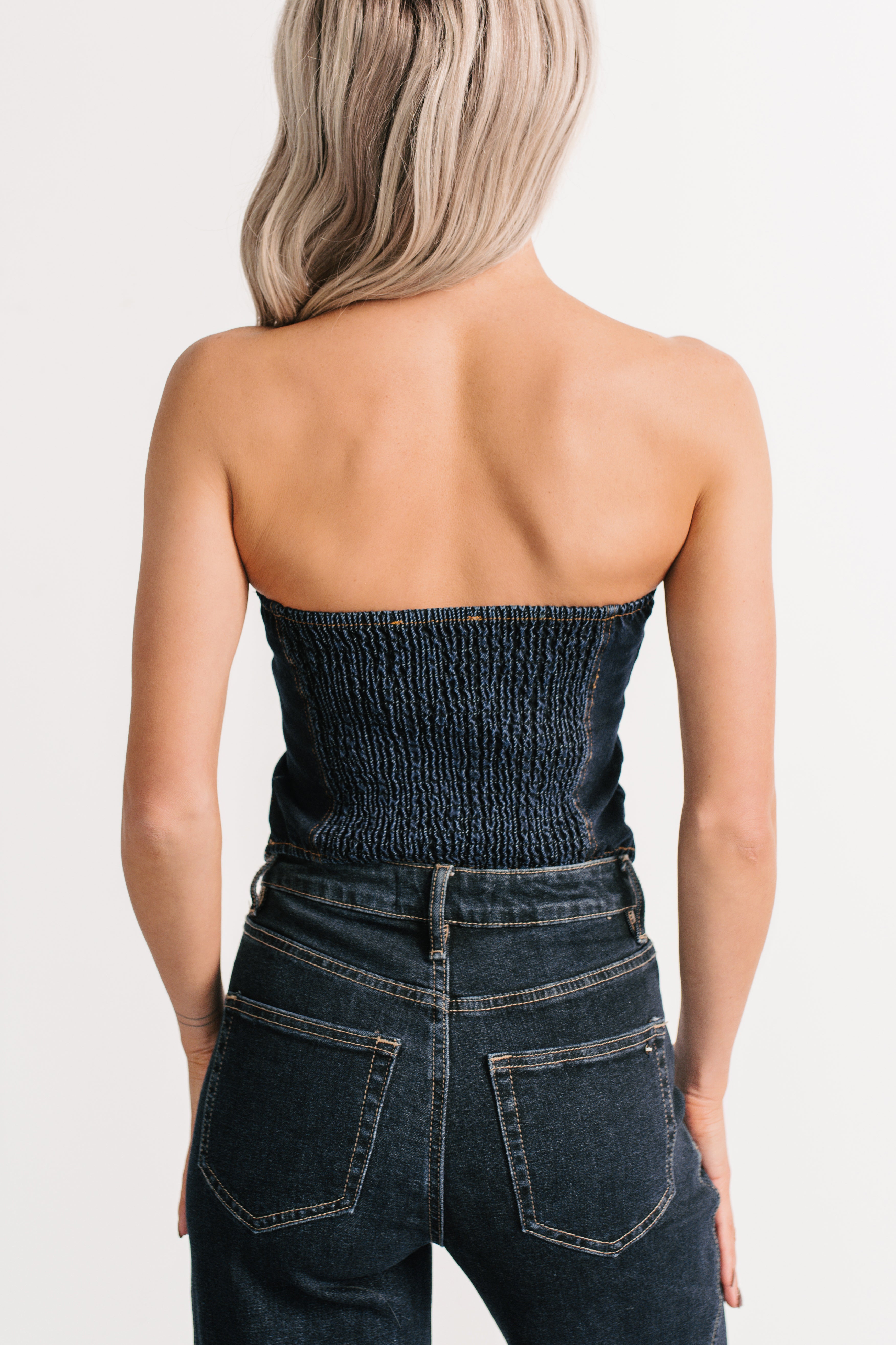 Fearless Mood Scalloped Denim Crop Top (Denim)