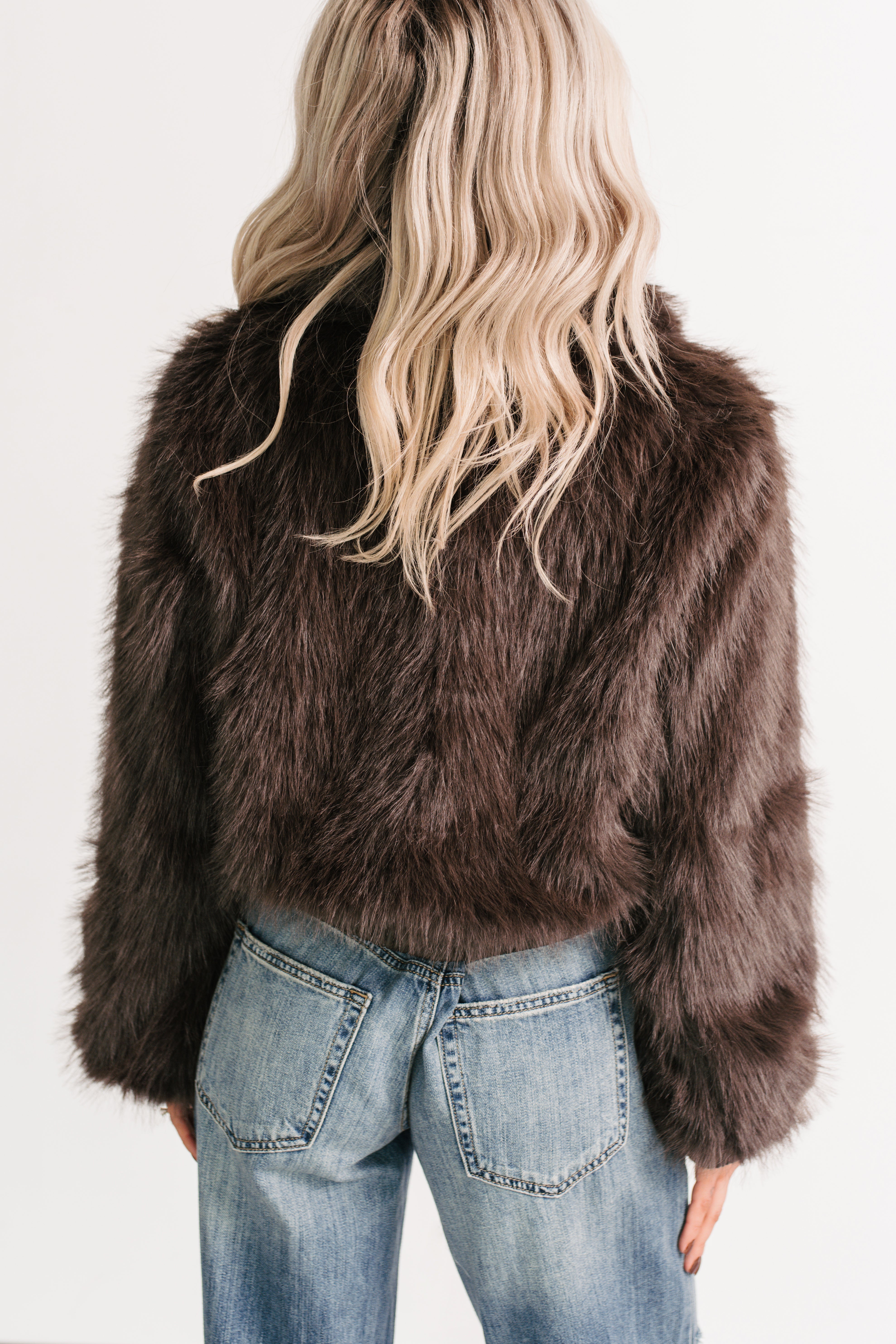 No Comparisons Faux Fur Plush Zip-Up Jacket (Brown)
