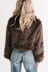 No Comparisons Faux Fur Plush Zip-Up Jacket (Brown)