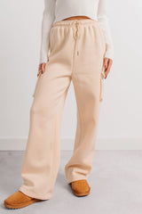 Daily Pause Wide Leg Cargo Sweatpants (Cream)