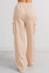 Daily Pause Wide Leg Cargo Sweatpants (Cream)