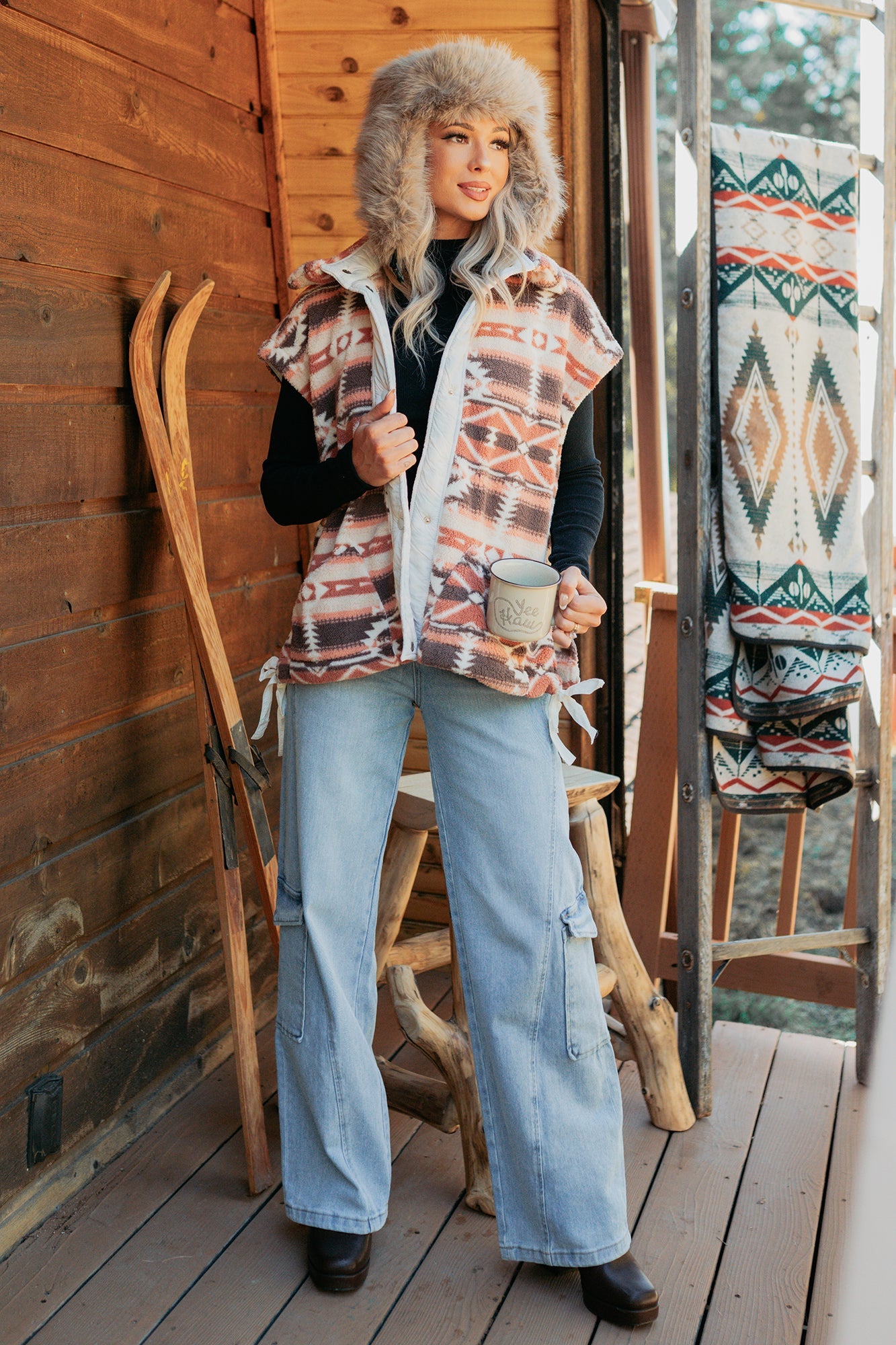 Lost In Motion Fleece Button-Up Vest (Rust/Multi)