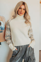 New Horizons Abstract Turtle Neck Sweater (Cream)
